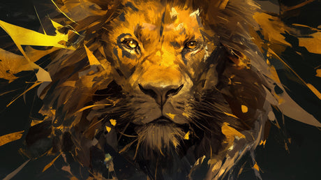 Gold and black abstract lion mural wallpaper design file showing intricate artistic details