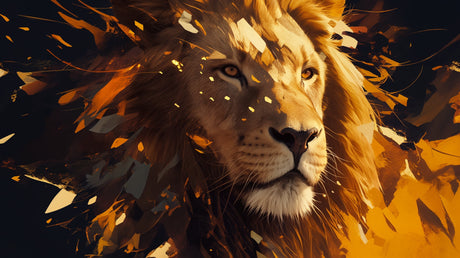 Lion mural wallpaper design file showing detailed gold and black artistic portrait pattern