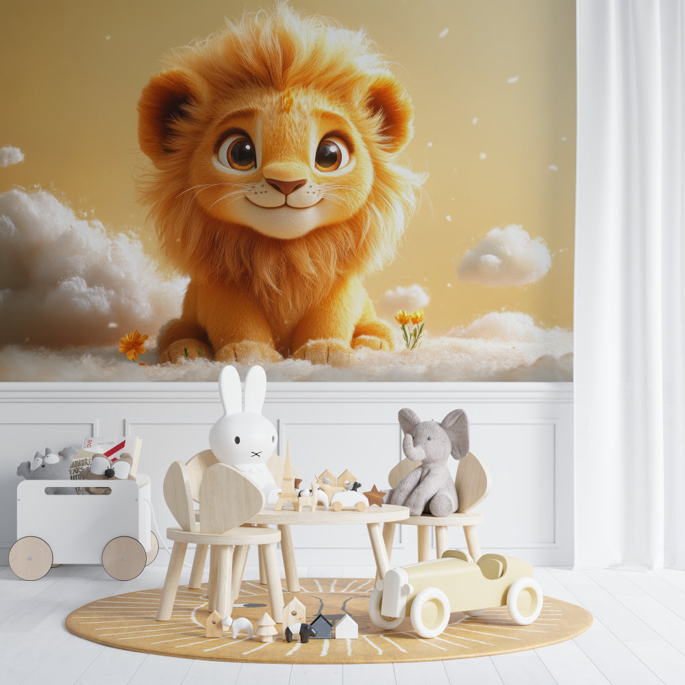 Lion Cub Mural brightening up a playroom with natural daylight