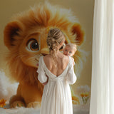 Lion Wallpaper adding charm to a baby's changing area