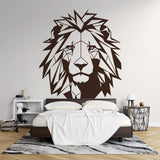 Geometric Lion Mural Wallpaper creating a stunning focal point in a modern minimalist living room with clean lines