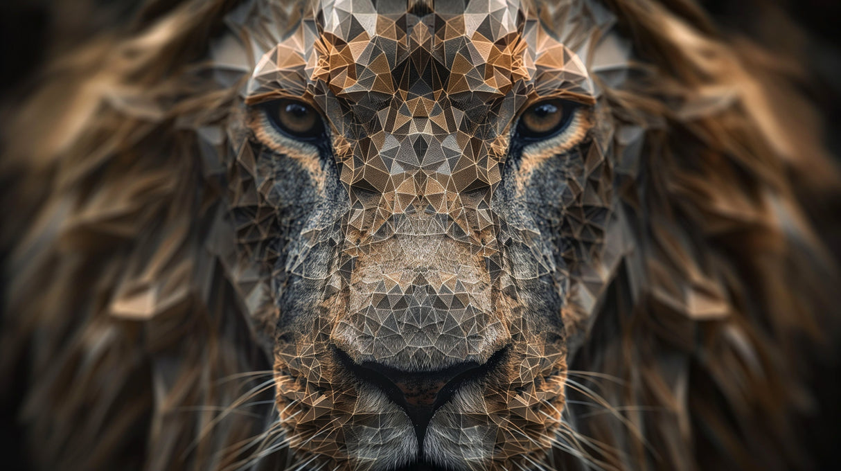 Geometric Lion Wallpaper design file showing detailed bronze and grey polygon pattern