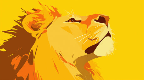 Geometric lion design file showing detailed pattern with golden yellow and orange tones