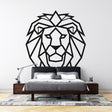 Modern Geometric Lion Wallpaper creating a bold statement in a minimalist living room with white furniture