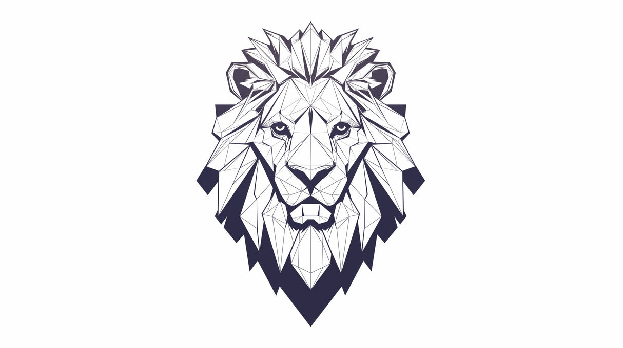 Geometric Lion Wallpaper creating a striking focal point in a modern minimalist living room with black and white decor