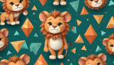Geometric lion wallpaper design file showing full pattern repeat and color details