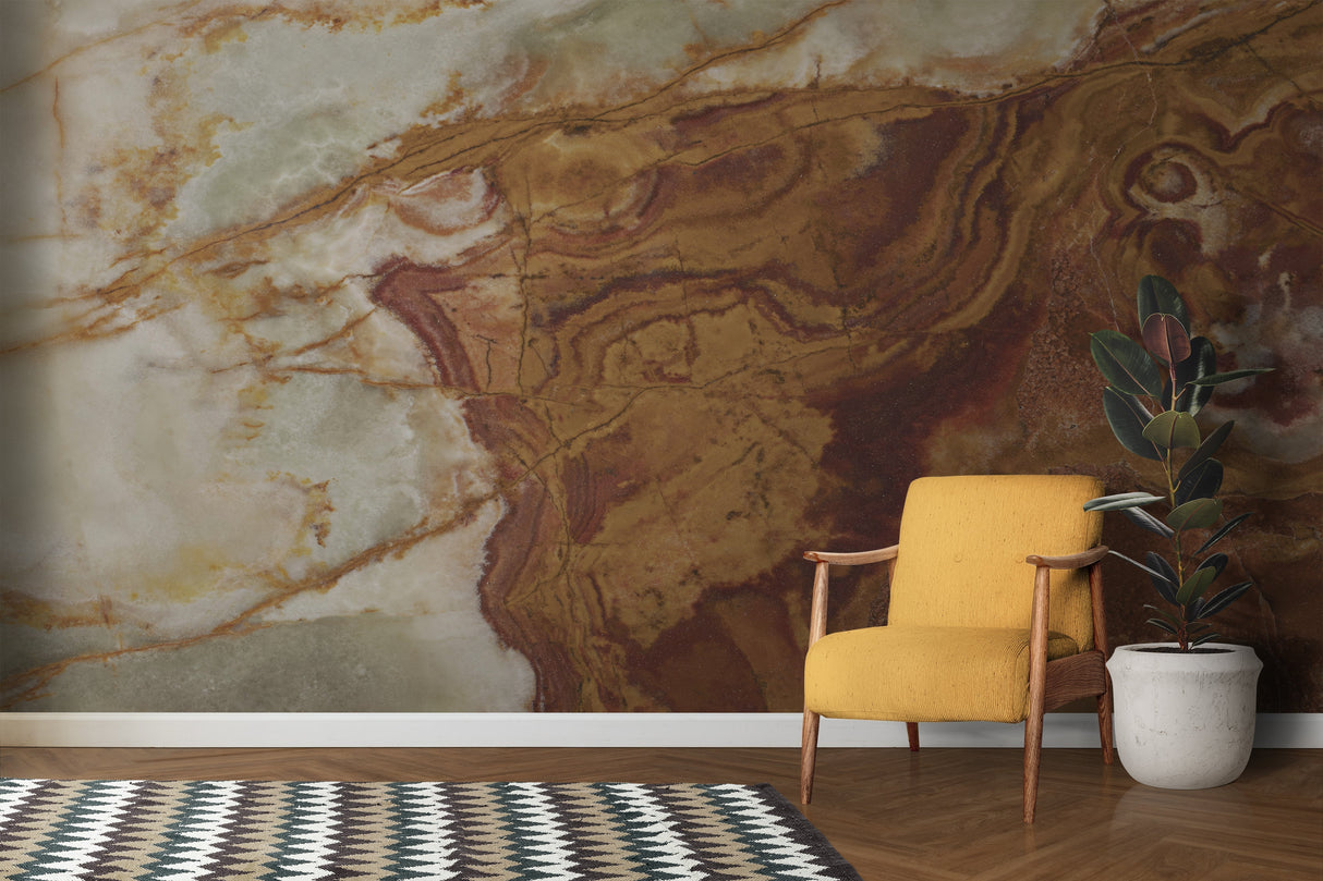 Majestic lion mural wallpaper as stunning focal point in home office with wooden desk