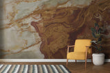 Majestic lion mural wallpaper as stunning focal point in home office with wooden desk