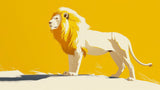 Lion wall mural design file showing detailed illustration against vibrant yellow background
