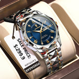 Luxury Steel Watch  Blue Dial Roman Numerals - Product detail 4