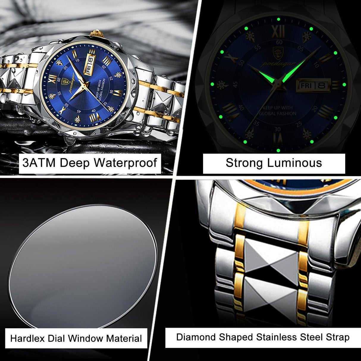 Luxury Mens Watch  Blue Dial Steel Two-Tone Design - Product detail 5