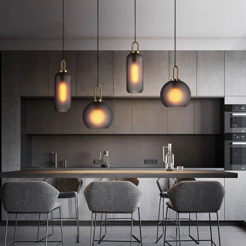 Modern Glass Pendant Light  Frosted Globe Design - Detailed view