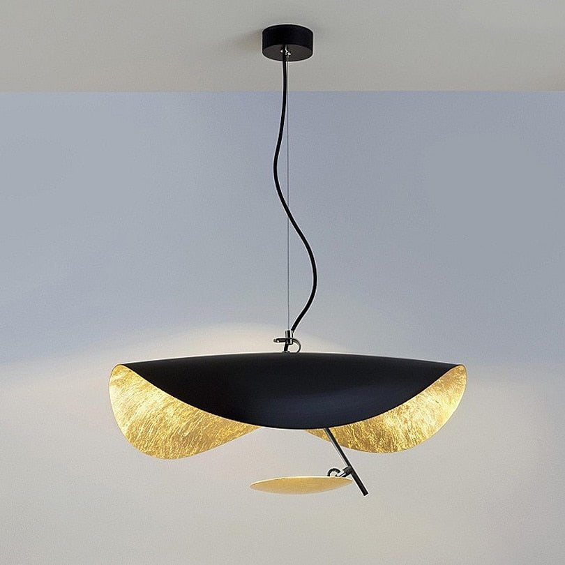 Modern Pendant Light  Black Gold Curved Design - Detailed view