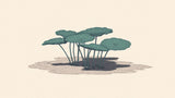 Lotus leaf design file showing detailed sage-green botanical pattern on beige background