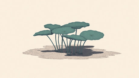 Lotus leaf design file showing detailed sage-green botanical pattern on beige background