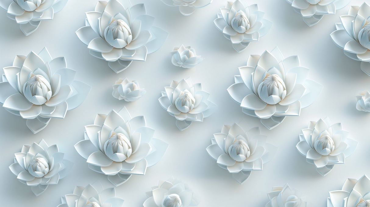 White lotus 3D wallpaper design file showing detailed floral pattern and texture