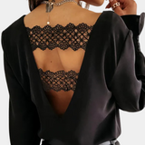 V-Neck Cotton Blouse  Long Sleeve Classic Design - Product detail 4