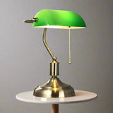 Classic Banker Desk Lamp  Green Glass Shade with Brass Base - Product detail 4