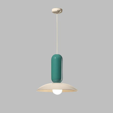 Modern Pendant Light  Mint Green and Coral Glass Shade - Product detail 14