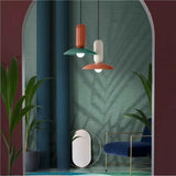 Modern Pendant Light  Mint Green and Coral Glass Shade - Product detail 8