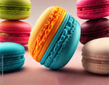 French Macaron pattern design file showing detailed pastry illustrations in vivid colors