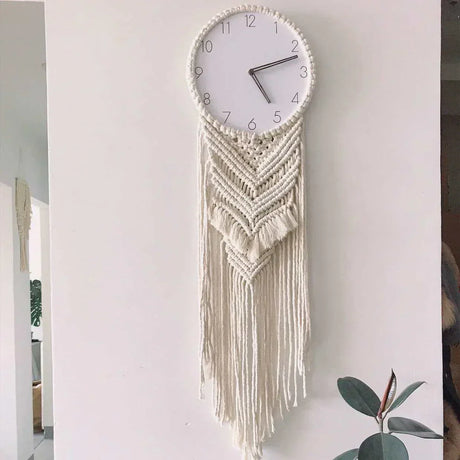 Macrame Wall Clock  Bohemian Woven Design - Product example