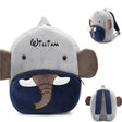 Kids Animal Backpack  Gray Elephant Design With Navy Accents - Product showcase