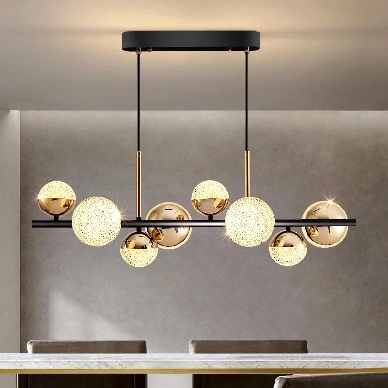 Modern Dining Pendant Light  Black Gold LED Spheres - Product example