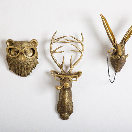 Animal Wall Decor  Vintage Gold Resin Sculptures - Product showcase
