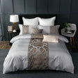 Luxury Cotton Duvet Set  Grey Egyptian Cotton Chain Pattern - Product showcase