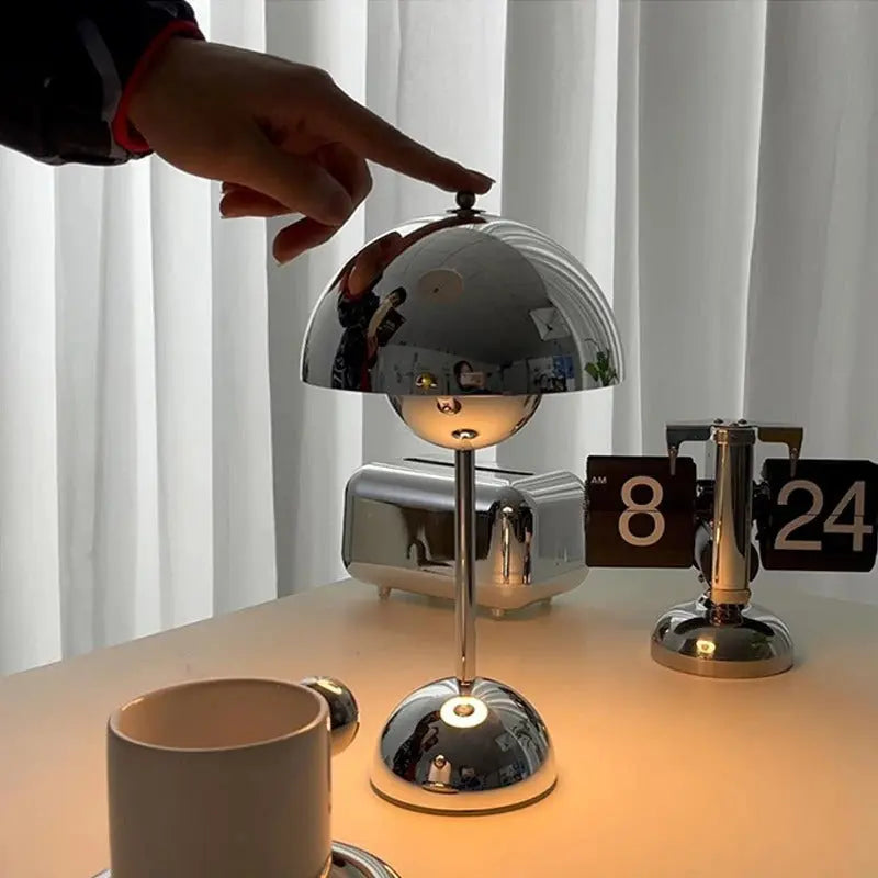 Modern Table Lamp  Chrome Mushroom Design - Product example