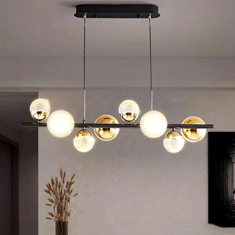 Modern Dining Pendant Light  Black Gold LED Spheres - Product detail 5