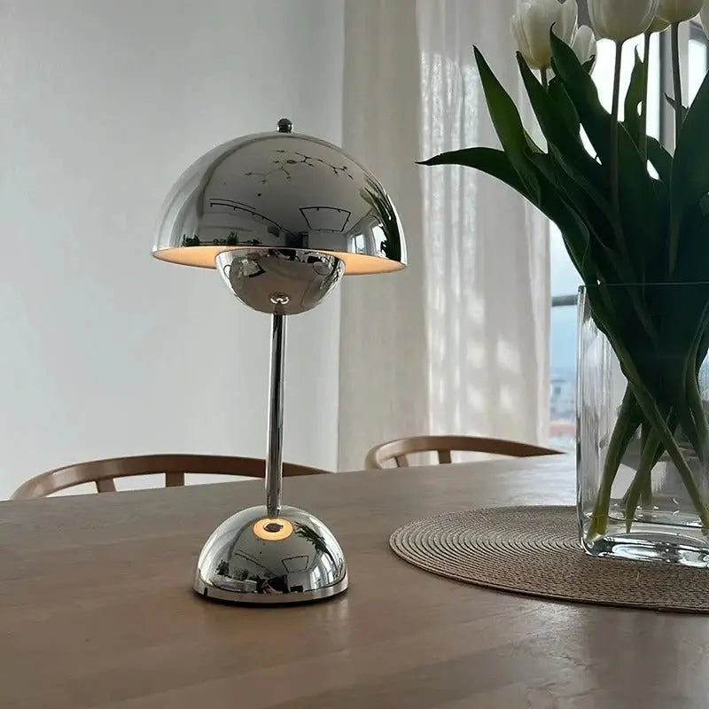 Modern Table Lamp  Chrome Mushroom Design - Product detail 5