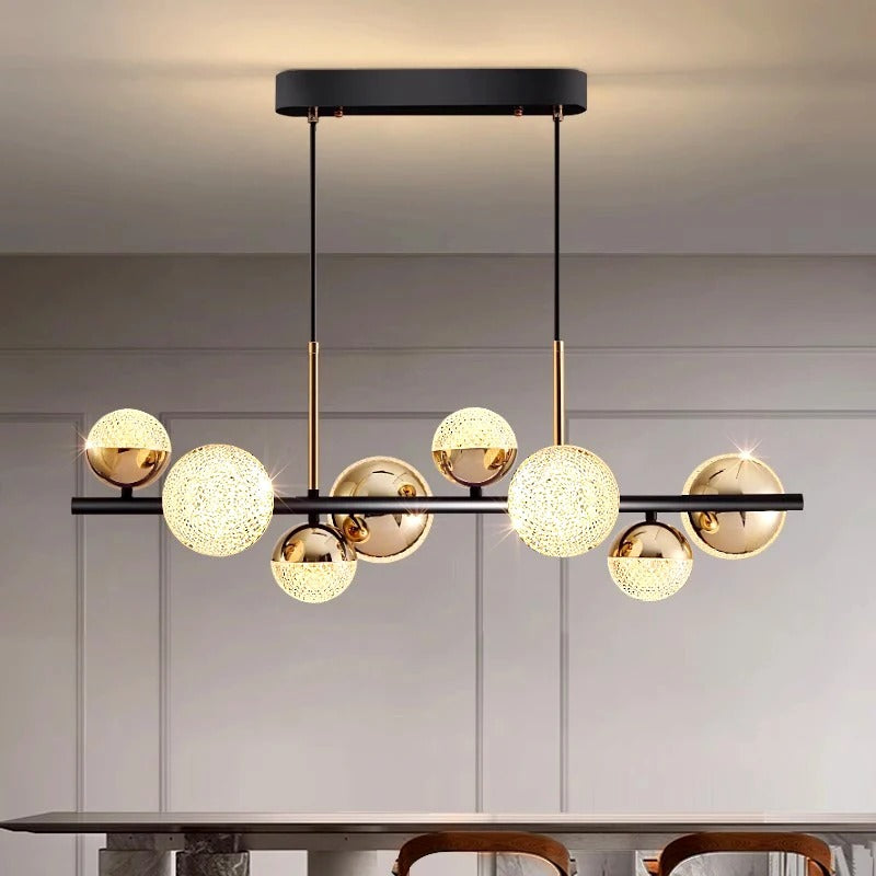 Modern Dining Pendant Light  Black Gold LED Spheres - Product detail 6
