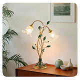 Floral Table Lamp  Crystal Glass Flower Design - Detailed view