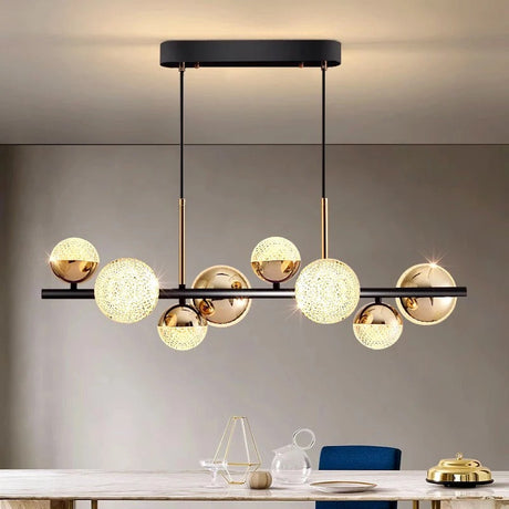 Modern Dining Pendant Light  Black Gold LED Spheres - Product detail 8