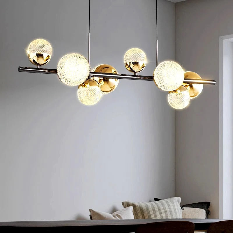 Modern Dining Pendant Light  Black Gold LED Spheres - Product detail 7