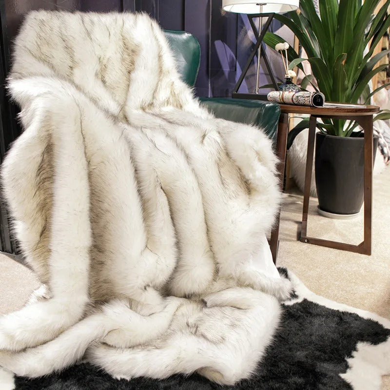 Luxury Faux Fur Throw Blanket  Premium Fox Fur Design - Product example