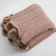 Chunky Knit Throw Blanket  Chenille Pom Pom Design - Product detail 5
