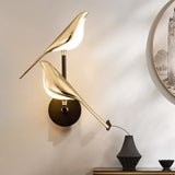 Bird Wall Lamp  Gold Metal and White Glass Design - Detailed view