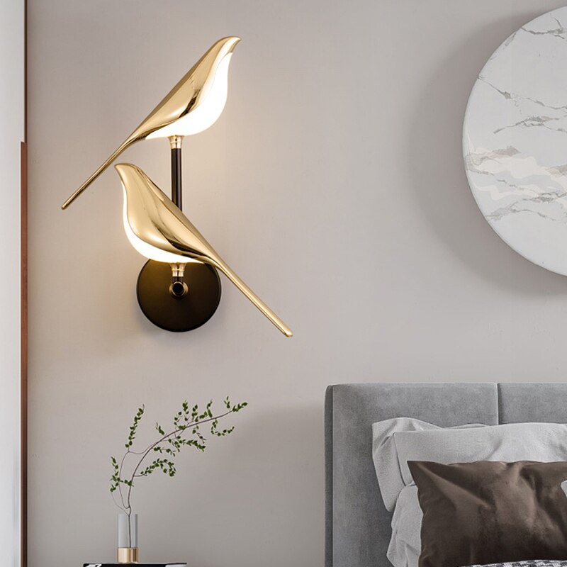 Bird Wall Lamp  Gold Metal and White Glass Design - Product detail 5