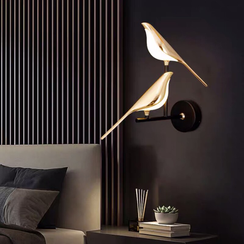 Bird Wall Lamp  Gold Metal and White Glass Design - Product detail 4