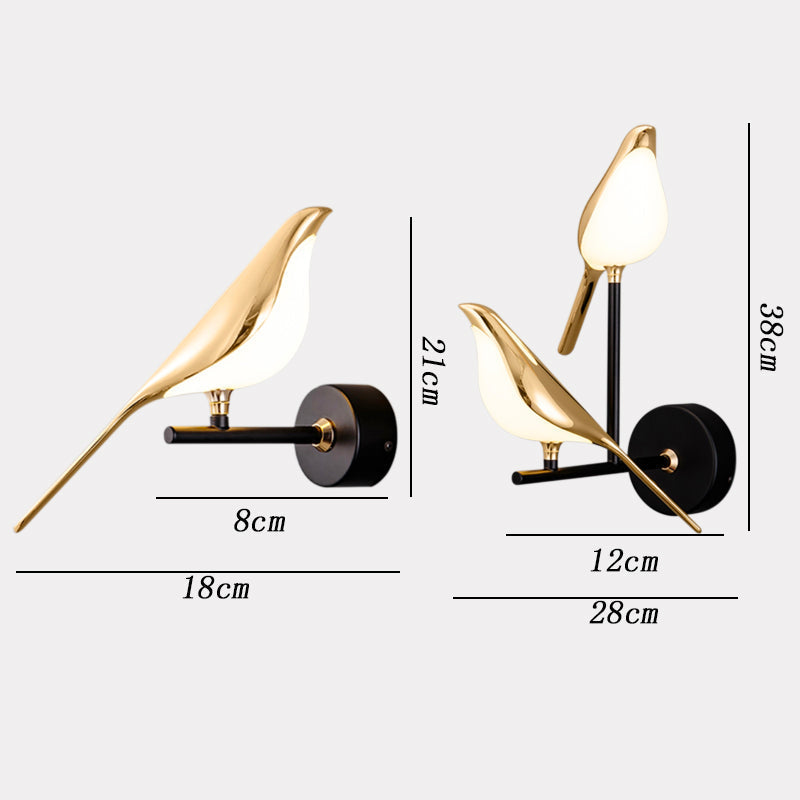 Bird Wall Lamp  Gold Metal and White Glass Design - Product detail 7