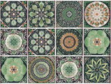 Green and gold geometric mandala pattern design file showing intricate details and metallic accents