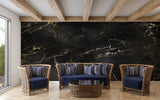 Marble effect wallpaper bringing luxury to modern home office space