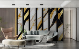 Black and gold marble mural in upscale office space