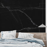 Contemporary hallway showcasing black and white marble wall design