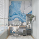 Marble effect feature wall adding sophistication to dining room space