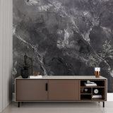 Stone texture wallpaper bringing luxury to a contemporary bathroom