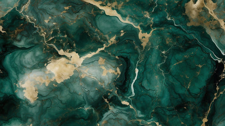 Emerald green marble wallpaper design file with intricate gold veining pattern